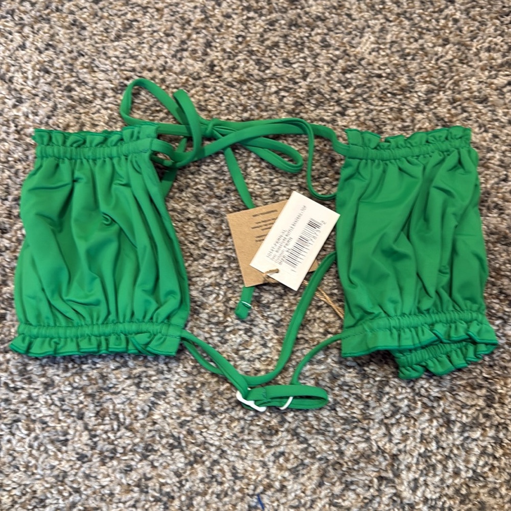 Free People x Toast Swim Green Fern Ruffle Bandeau Bikini Top XL NWT - Picture 5 of 6